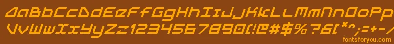 5thAgentItalic-fontti – oranssit fontit ruskealla taustalla