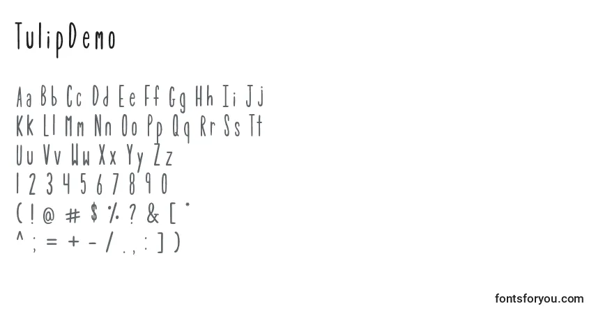 Fuente TulipDemo - alfabeto, números, caracteres especiales