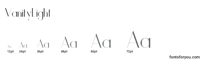 VanityLight Font Sizes