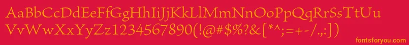 BriosoproLight Font – Orange Fonts on Red Background