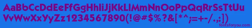 フォントKbl75C – 紫色のフォント、青い背景