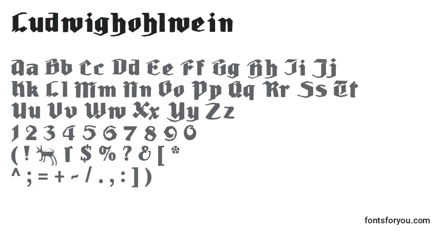 Czcionka Ludwighohlwein – alfabet, cyfry, specjalne znaki