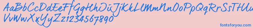 Dearjoe6Trial-Schriftart – Blaue Schriften auf rosa Hintergrund