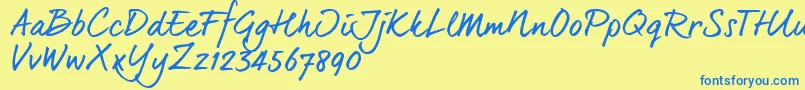 Dearjoe6Trial Font – Blue Fonts on Yellow Background