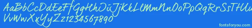 Dearjoe6Trial Font – Green Fonts on Blue Background