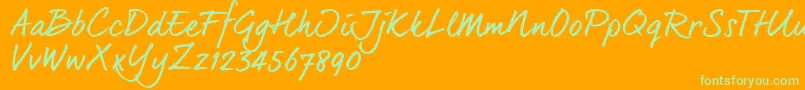 Dearjoe6Trial-Schriftart – Grüne Schriften auf orangefarbenem Hintergrund