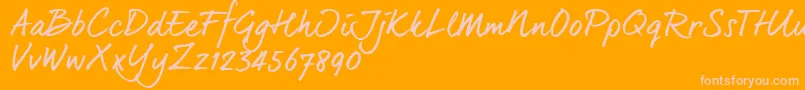 Dearjoe6Trial-Schriftart – Rosa Schriften auf orangefarbenem Hintergrund