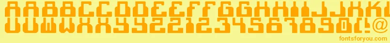 フォントC2cBlack – オレンジの文字が黄色の背景にあります。