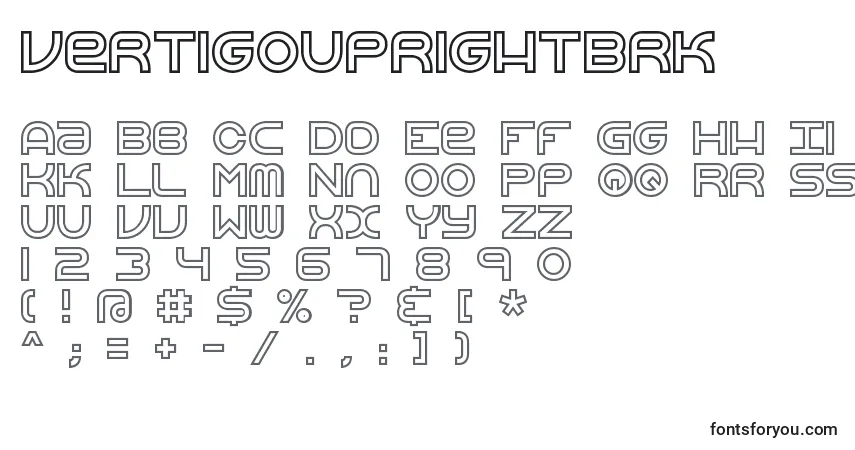 Шрифт VertigoUprightBrk – алфавит, цифры, специальные символы