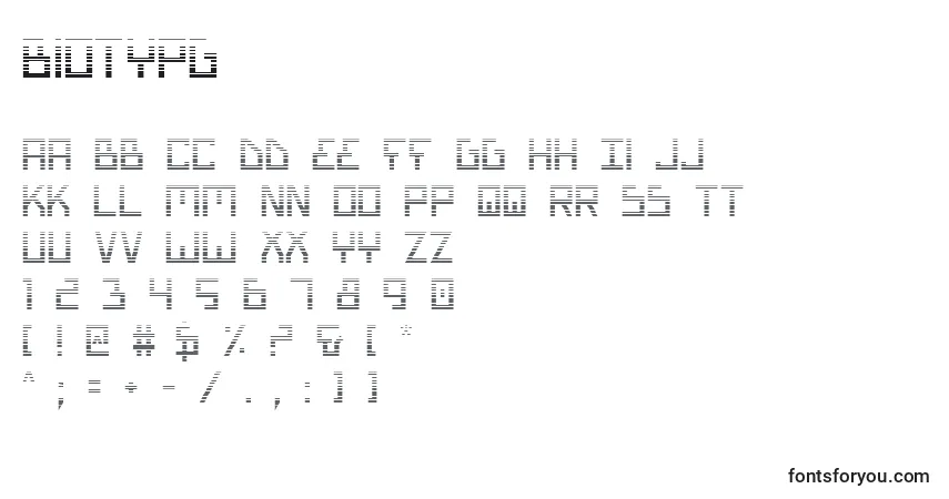 Czcionka Biotypg – alfabet, cyfry, specjalne znaki