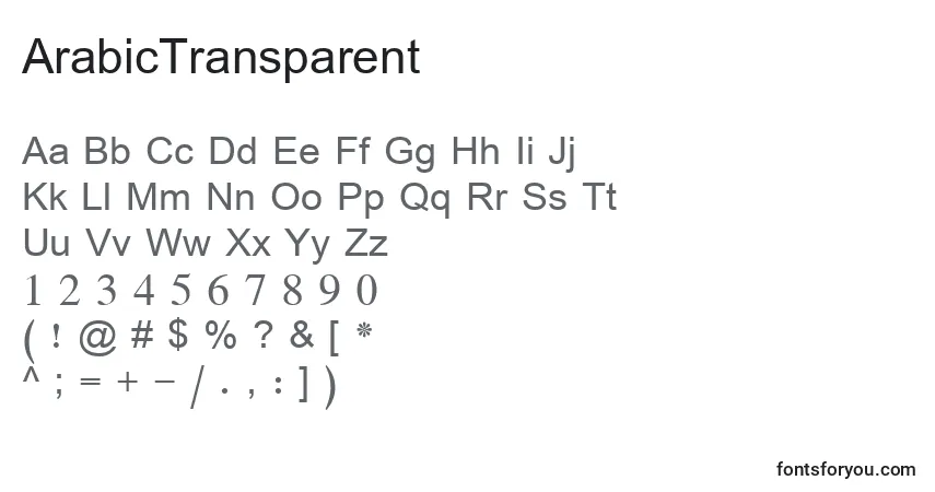 Шрифт ArabicTransparent – алфавит, цифры, специальные символы