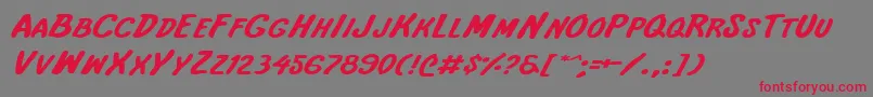 Intshe-Schriftart – Rote Schriften auf grauem Hintergrund