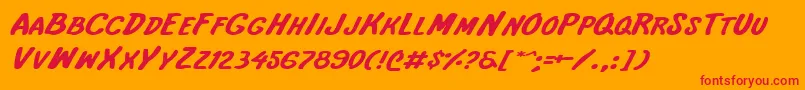フォントIntshe – オレンジの背景に赤い文字
