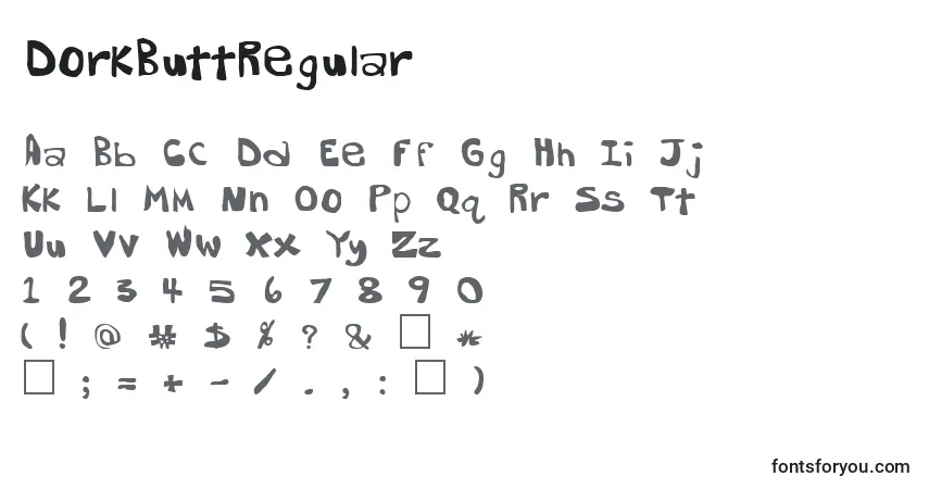 Шрифт DorkButtRegular – алфавит, цифры, специальные символы