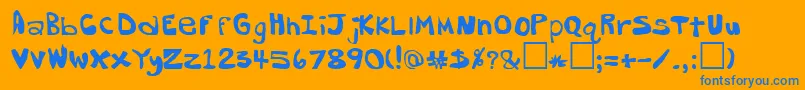 DorkButtRegular-Schriftart – Blaue Schriften auf orangefarbenem Hintergrund