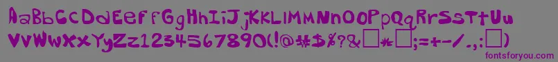 Weitere Informationen zur DorkButtRegular-Schriftart DorkButtRegular-Schriftart – Violette Schriften auf grauem Hintergrund