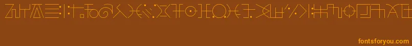 フォントFringeObserverFont – オレンジ色の文字が茶色の背景にあります。