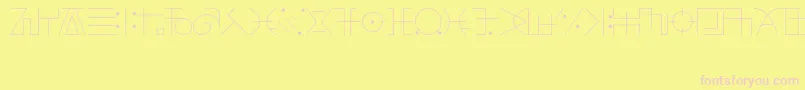 FringeObserverFont-fontti – vaaleanpunaiset fontit keltaisella taustalla
