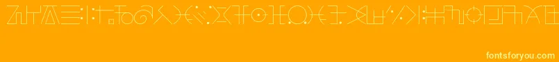 FringeObserverFont-Schriftart – Gelbe Schriften auf orangefarbenem Hintergrund