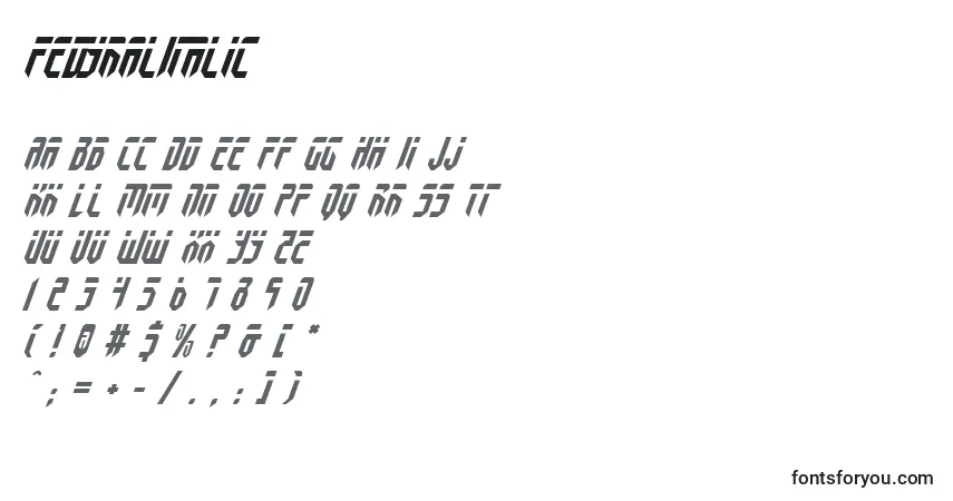 A fonte FedyralItalic – alfabeto, números, caracteres especiais