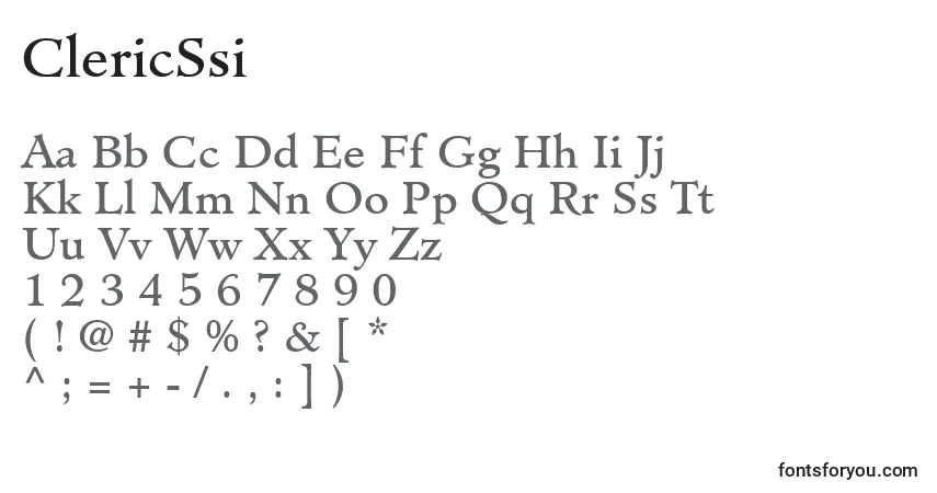 A fonte ClericSsi – alfabeto, números, caracteres especiais