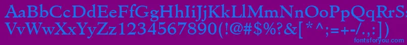 フォントClericSsi – 紫色の背景に青い文字