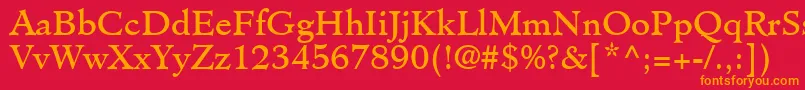 ClericSsi-Schriftart – Orangefarbene Schriften auf rotem Hintergrund