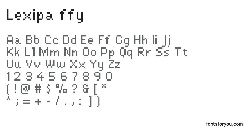 Czcionka Lexipa ffy – alfabet, cyfry, specjalne znaki