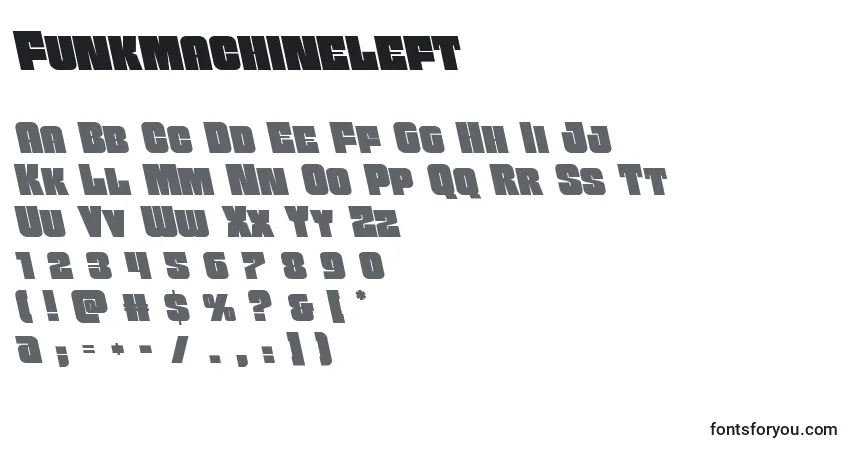 Czcionka Funkmachineleft – alfabet, cyfry, specjalne znaki