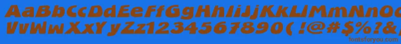 フォントBluestone – 茶色の文字が青い背景にあります。
