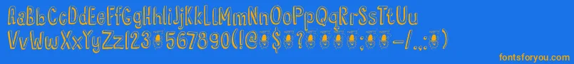 DkHyggelig Font – Orange Fonts on Blue Background