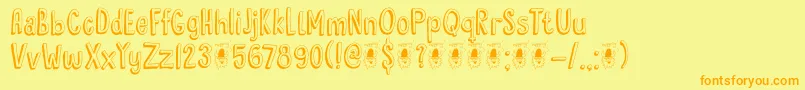 Fonte DkHyggelig – fontes laranjas em um fundo amarelo