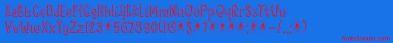 DkHyggelig Font – Red Fonts on Blue Background