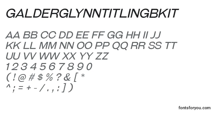 Шрифт GalderglynnTitlingBkIt – алфавит, цифры, специальные символы