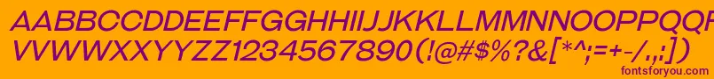 GalderglynnTitlingBkIt-fontti – violetit fontit oranssilla taustalla