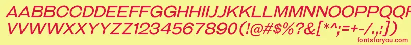 GalderglynnTitlingBkIt Font – Red Fonts on Yellow Background