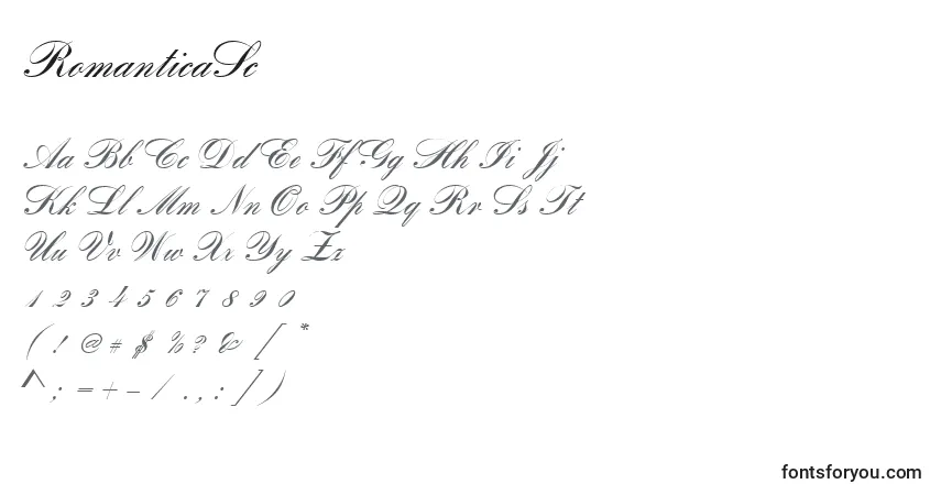 Schriftart RomanticaSc – Alphabet, Zahlen, spezielle Symbole