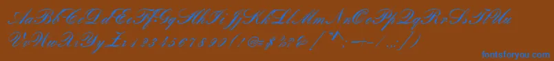 RomanticaSc Font – Blue Fonts on Brown Background