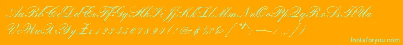 RomanticaSc Font – Green Fonts on Orange Background