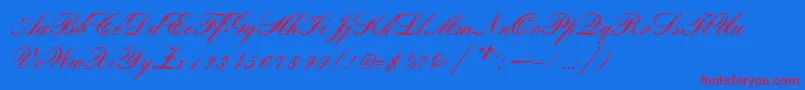 RomanticaSc Font – Red Fonts on Blue Background