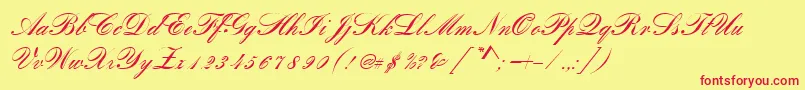 RomanticaSc Font – Red Fonts on Yellow Background