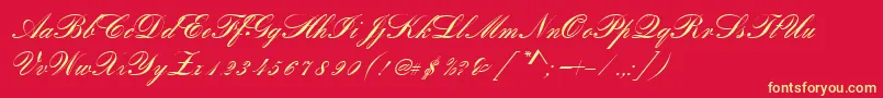 RomanticaSc Font – Yellow Fonts on Red Background