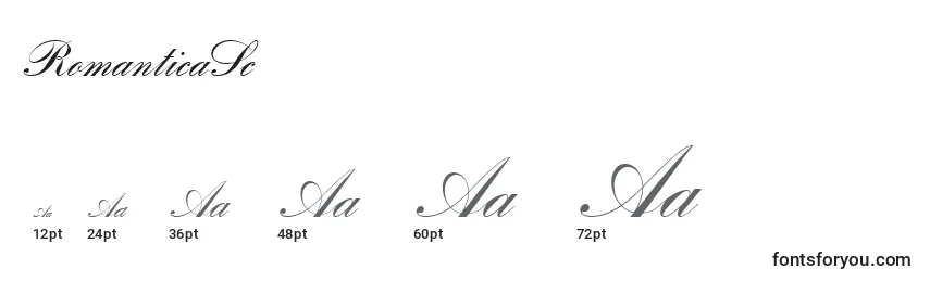 Размеры шрифта RomanticaSc
