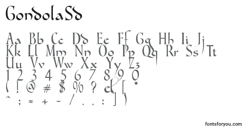 A fonte GondolaSd – alfabeto, números, caracteres especiais
