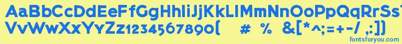 フォントLietzblockdemo – 青い文字が黄色の背景にあります。