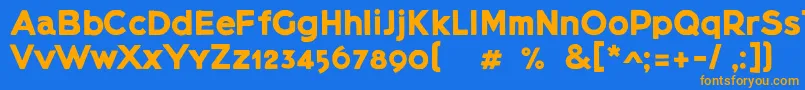 フォントLietzblockdemo – オレンジ色の文字が青い背景にあります。