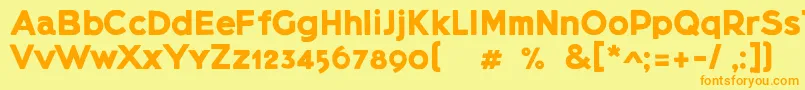 Lietzblockdemo-Schriftart – Orangefarbene Schriften auf gelbem Hintergrund