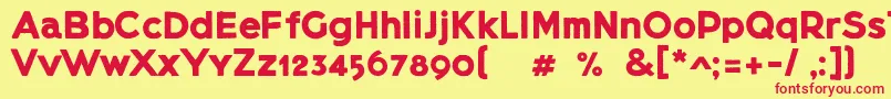 Шрифт Lietzblockdemo – красные шрифты на жёлтом фоне