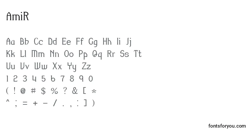 A fonte AmiR – alfabeto, números, caracteres especiais