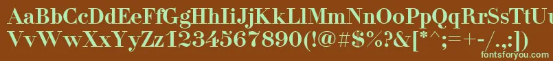 フォントDidonactt – 緑色の文字が茶色の背景にあります。